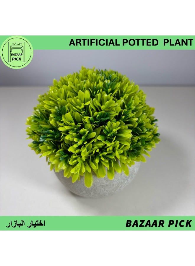 نبات اصطناعي مع أصيص - نباتات خضراء وهمية صغيرة بتصميم نوردي لديكور المنزل والمكتب - ارتفاع 13 سم (5 بوصة) - أخضر فاتح - Image 2