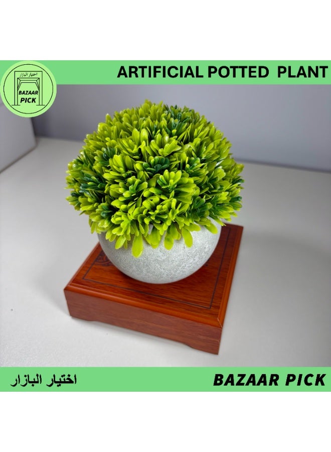 نبات اصطناعي مع أصيص - نباتات خضراء وهمية صغيرة بتصميم نوردي لديكور المنزل والمكتب - ارتفاع 13 سم (5 بوصة) - أخضر فاتح - Image 4