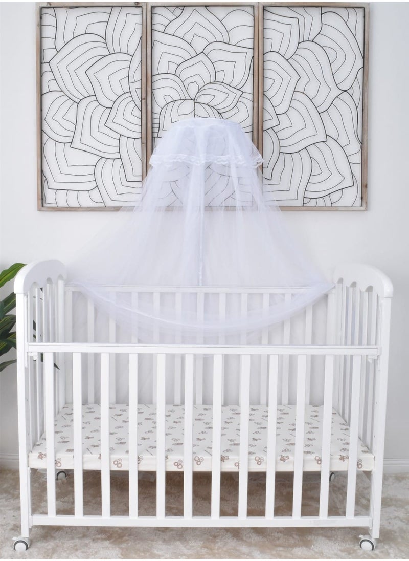 BABYCARA Crib Wooden Baby Bed with Elegant Design With Iron Base 3 Heights and Mosquito Net 120x60cm  - Image 4