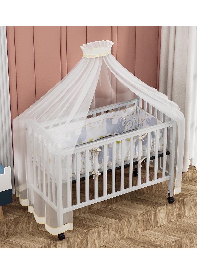 BABYCARA Crib Wooden Baby Bed with Elegant Design With Iron Base 3 Heights and Mosquito Net 120x60cm  - Image 2