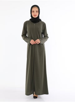 Elanesa  Olive Women's Zippered Abaya  - Image 1