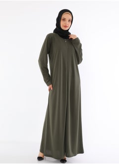 Elanesa  Olive Women's Zippered Abaya  - Image 2