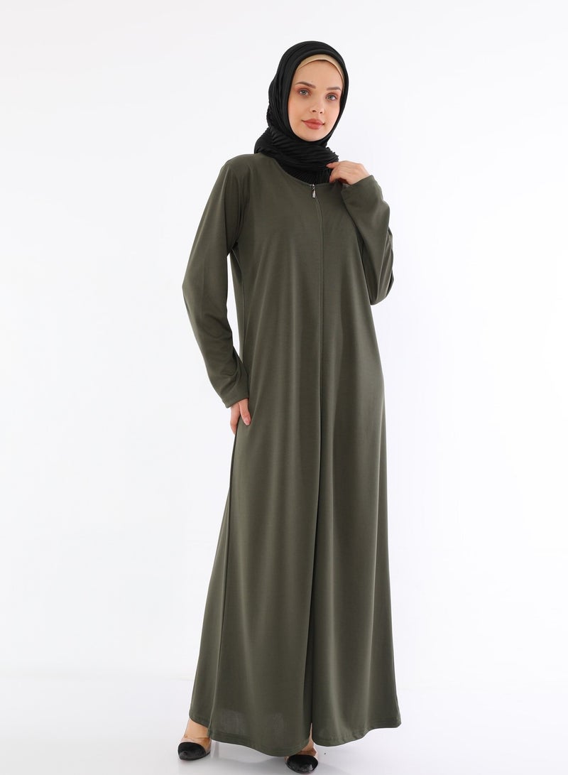 Elanesa  Olive Women's Zippered Abaya  - Image 2