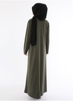 Elanesa  Olive Women's Zippered Abaya  - Image 3