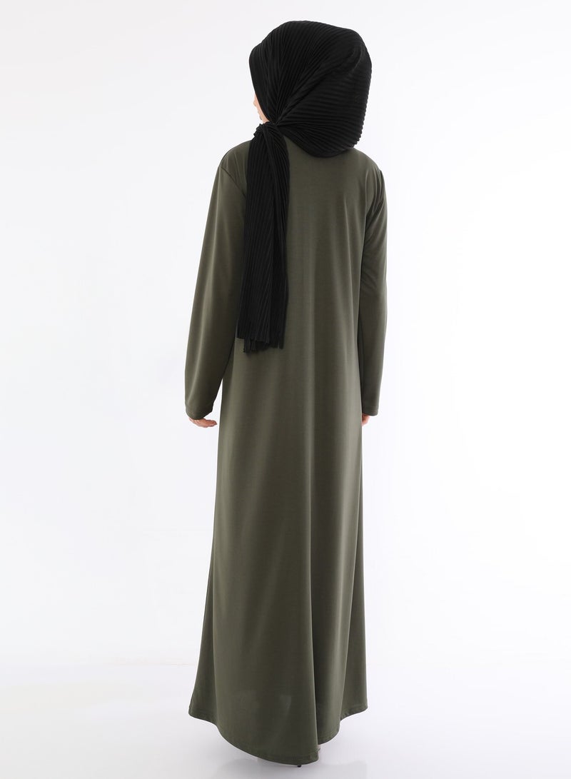 Elanesa  Olive Women's Zippered Abaya  - Image 3
