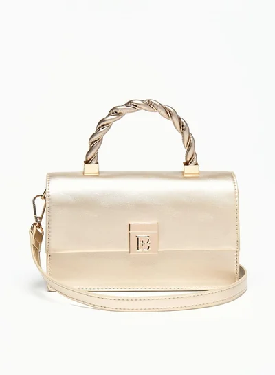Flora Bella By Shoexpress Women Solid Satchel Bag with Braided Grab Handle and Magnetic Button Closure