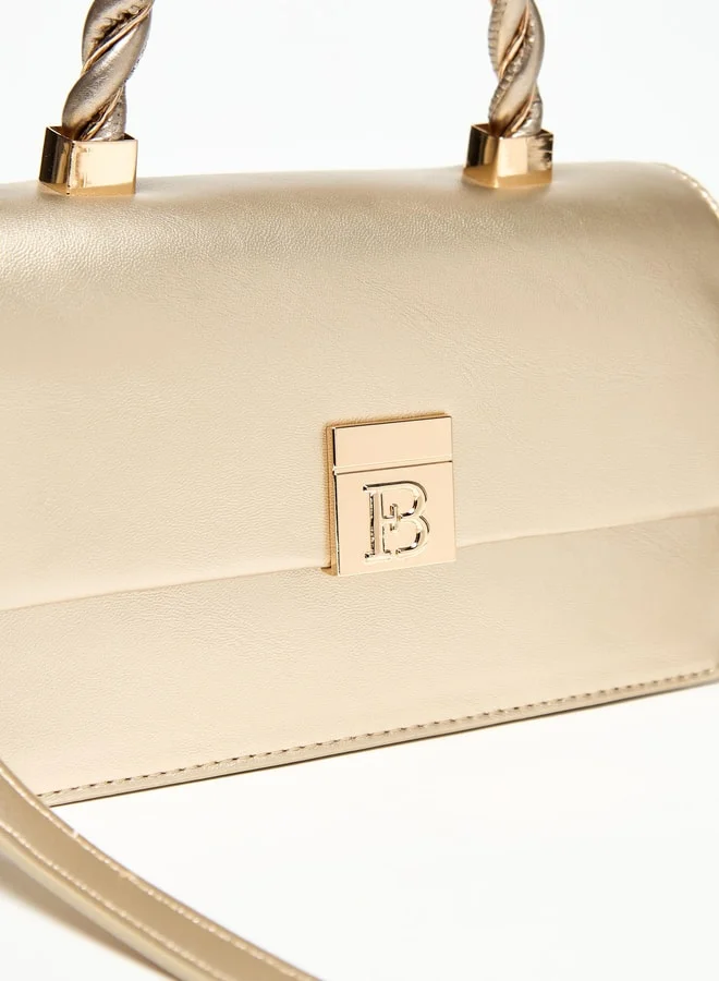 فلورا بيلا من شو إكسبرس Women Solid Satchel Bag with Braided Grab Handle and Magnetic Button Closure