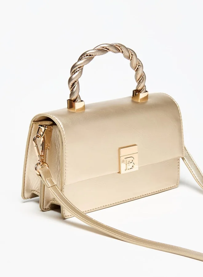 فلورا بيلا من شو إكسبرس Women Solid Satchel Bag with Braided Grab Handle and Magnetic Button Closure