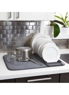 Generic Drying Mat Dish Towel - Dish Drying Rack Mat - Dish Dryer Organizer Mat & Dish Drying Mat in One - Super Absorbent Kitchen Towel with Foldable Dish Organizer & Drying Rack - Dish Organizer - Plastic Microfiber Dish Drying Rack with Dish Rack for Table Decoration, Home Kitchen Supplies (Dish in Towel) - Drying Mat for Kitchen - Dish Towel with Dish Organizer - Dish Drainer & Organizer  - Image 3