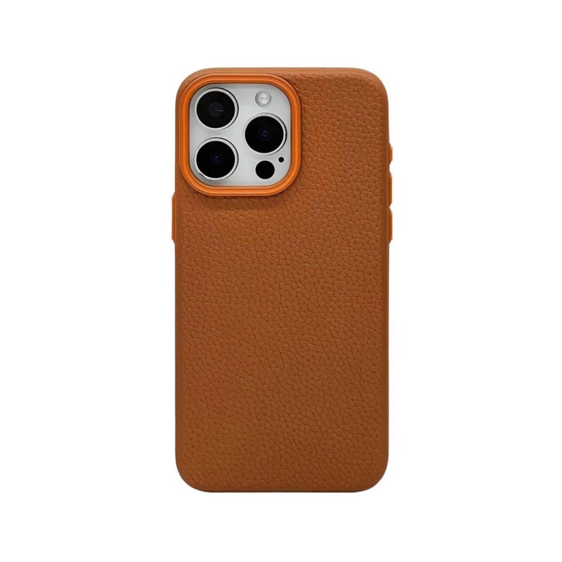 Silicone MagSafe Case for iPhone 15 / 15 Plus / 15 Pro / 15 Pro Max with Drop Protection and Strong Magnetic plus Shockproof plus Leather Texture plus Scratch Resistant in Orange - Image 1