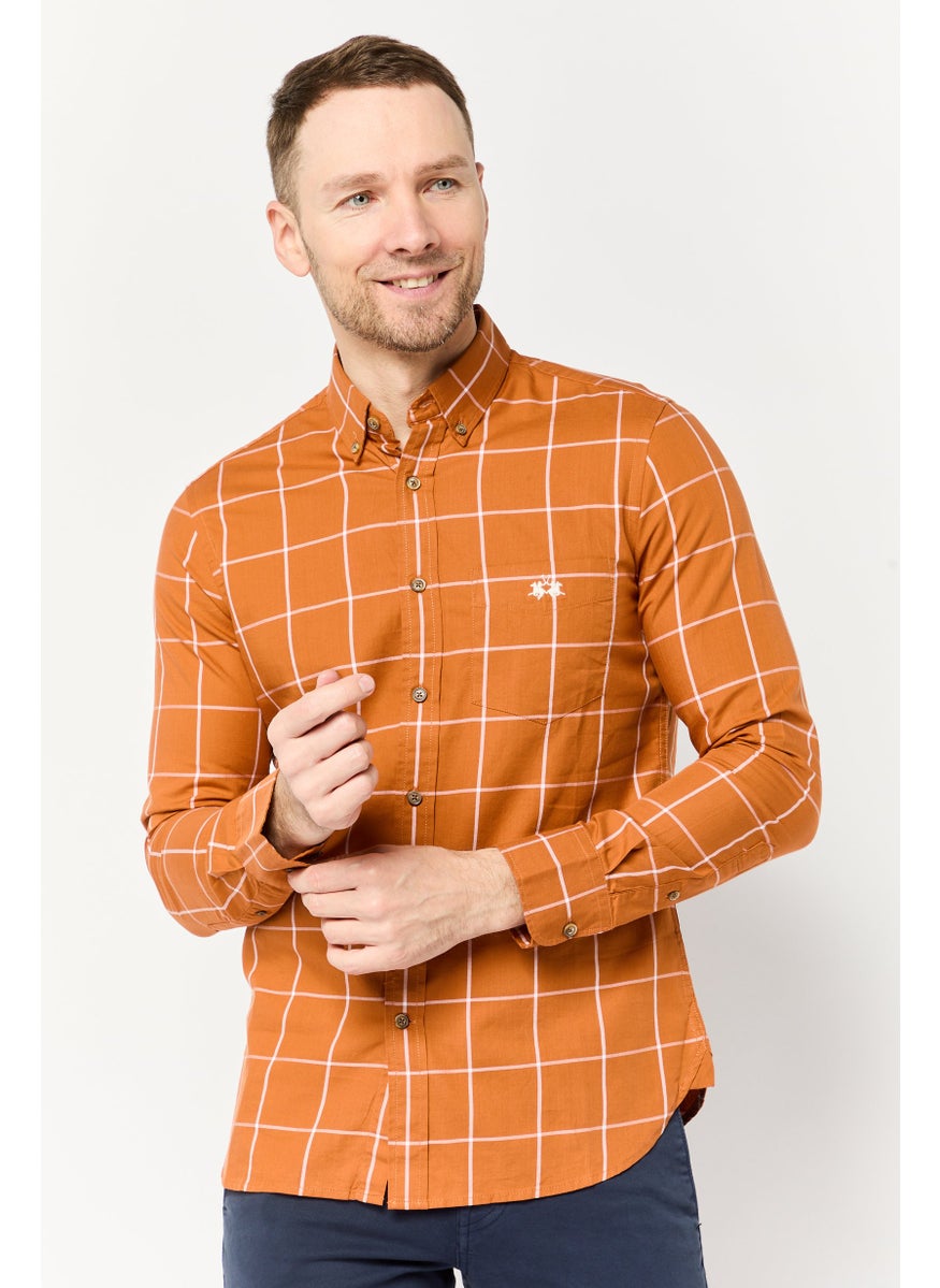 La Martina Men Tailored Fit Embroidered Logo Long Sleeves Casual Shirt, Multicolor  - Image 1