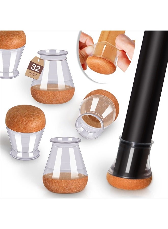 YOZON 2023 New Chair Leg Floor Protector Chair Sliders Floor Protector Rubber Chair Leg Protectors for Hardwood Floors Felt Furniture Pads Silicone Caps 32Pack Clear Extra Small (Fit:0.5"-0.7") - Image 1