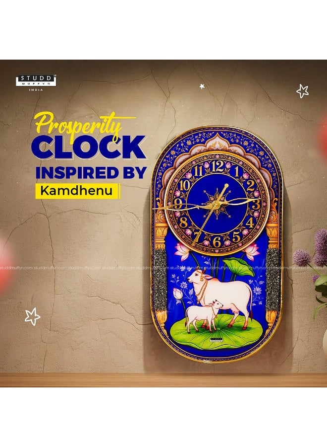 Studd Muffyn | Kamdhenu Pyrite Crystal Wall Clock | Vastu & Feng Shui Wall Clock for Home & Office | Decorative Spiritual Wall Decor | Pooja Room & Living Room | Gift Item - Image 3