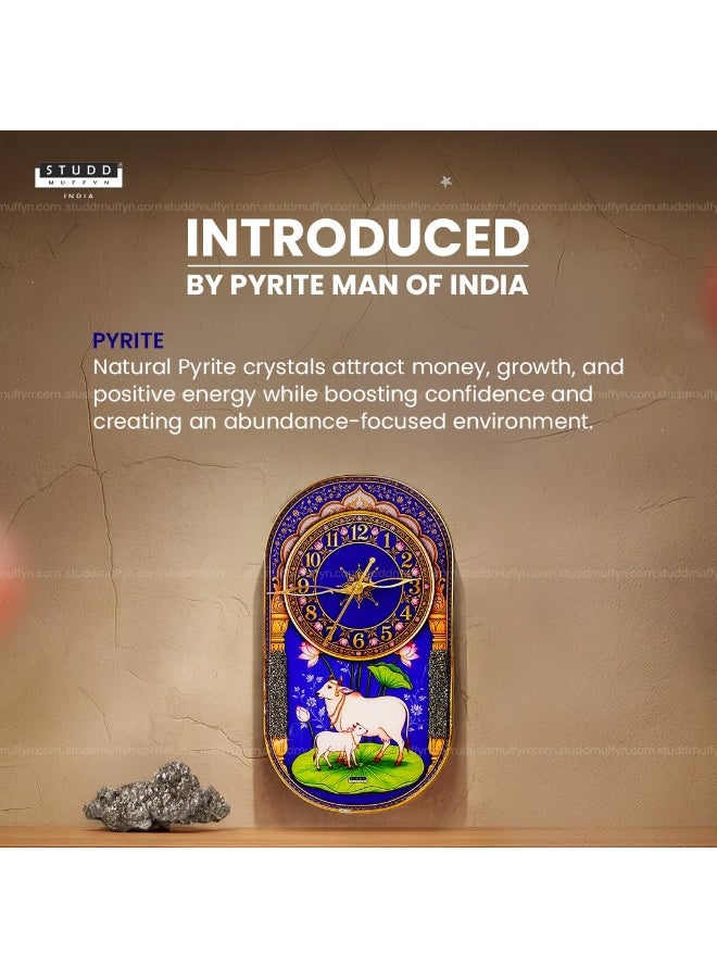 Studd Muffyn | Kamdhenu Pyrite Crystal Wall Clock | Vastu & Feng Shui Wall Clock for Home & Office | Decorative Spiritual Wall Decor | Pooja Room & Living Room | Gift Item - Image 4