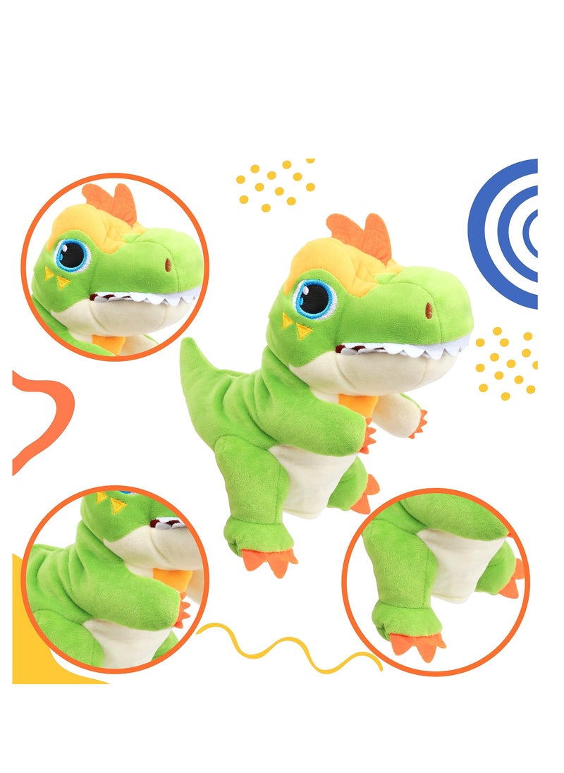 SYOSI - Dinosaur Hand Puppet T-Rex Plush Toy for Kids Realistic Dinosaur Hand Puppet Plush Toy Soft and Huggable Role Play Toy for Imagination Games and Storytelling Interesting Role Play Green - Image 1