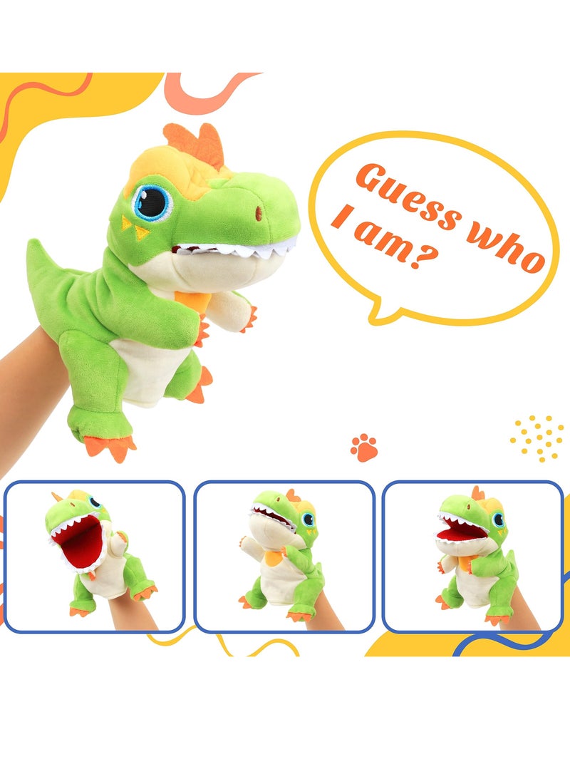 SYOSI - Dinosaur Hand Puppet T-Rex Plush Toy for Kids Realistic Dinosaur Hand Puppet Plush Toy Soft and Huggable Role Play Toy for Imagination Games and Storytelling Interesting Role Play Green - Image 1