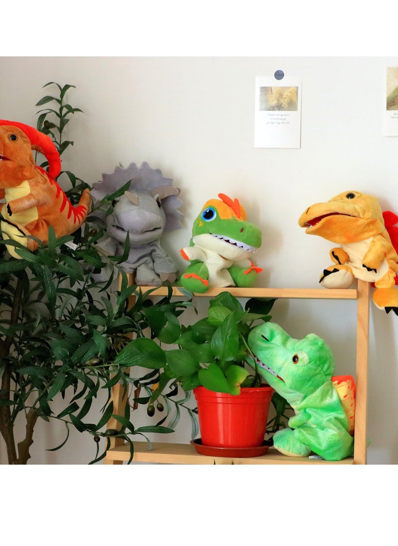 SYOSI - Dinosaur Hand Puppet T-Rex Plush Toy for Kids Realistic Dinosaur Hand Puppet Plush Toy Soft and Huggable Role Play Toy for Imagination Games and Storytelling Interesting Role Play Green - Image 1
