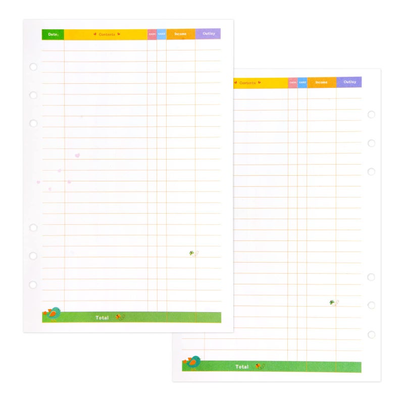 Rancco A5 Budget Planner Refill Paper, 90 Pages Colorful 6-Ring Binder Expense Tracker Inner Page Financial Planner w/Binder Divider, Pouch, Ruler, Index Tab for Budgeting Book, Double-sided,8.3x5.6"
