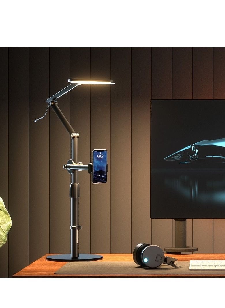 upergo - LT-1DS Selfie Light Live Stand with Phone and Tablet Holder Adjustable Height Floor Stand Black - Image 1