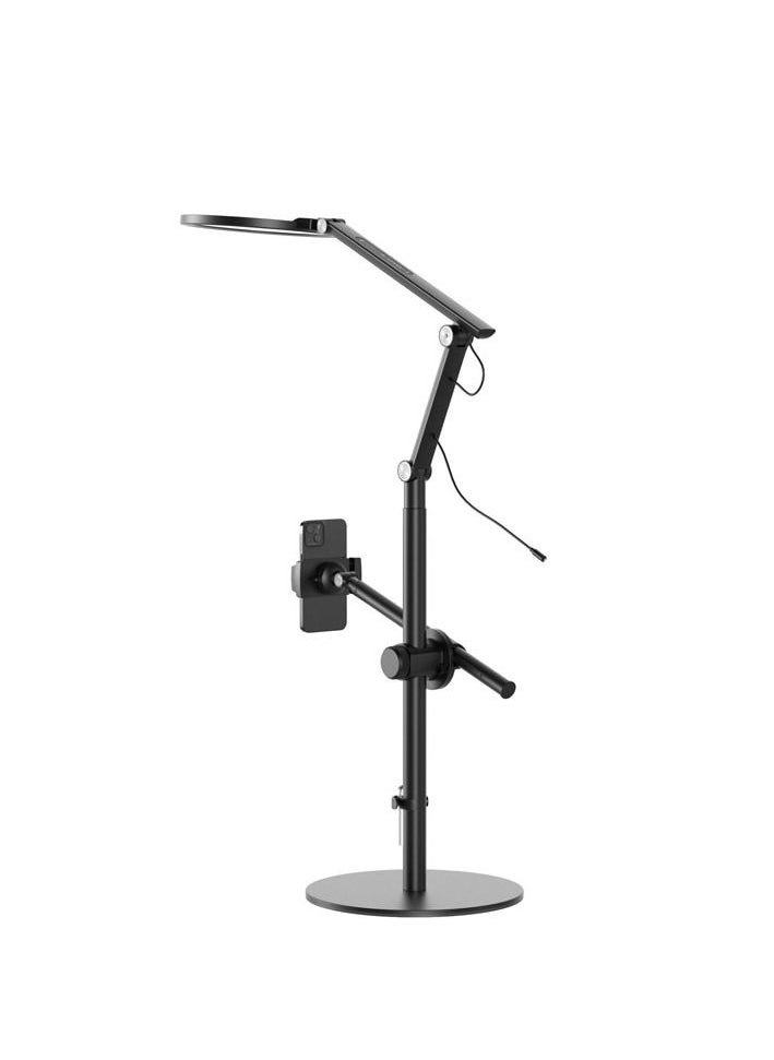 upergo - LT-1DS Selfie Light Live Stand with Phone and Tablet Holder Adjustable Height Floor Stand Black - Image 1