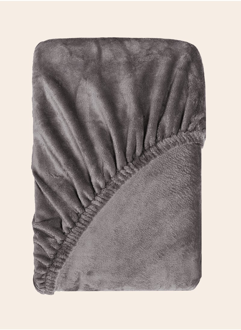 MORANO Fitted Velvet Sheet 160 x 200 x 25 cm-Faded Purple  - Image 3