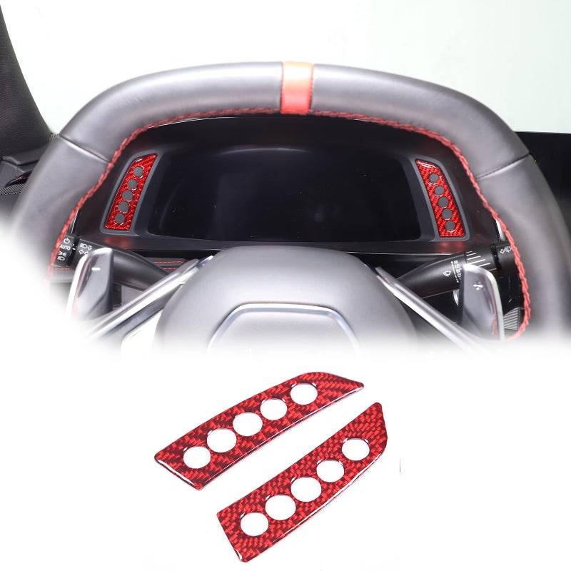 Sekhyna Dashboard Speedometer Trim Sticker Compatible with Corvette C8 Stingray 20202023 Soft Carbon Fiber 2PCSFault Light Display Panel Protection Trim Accessories Red Carbon