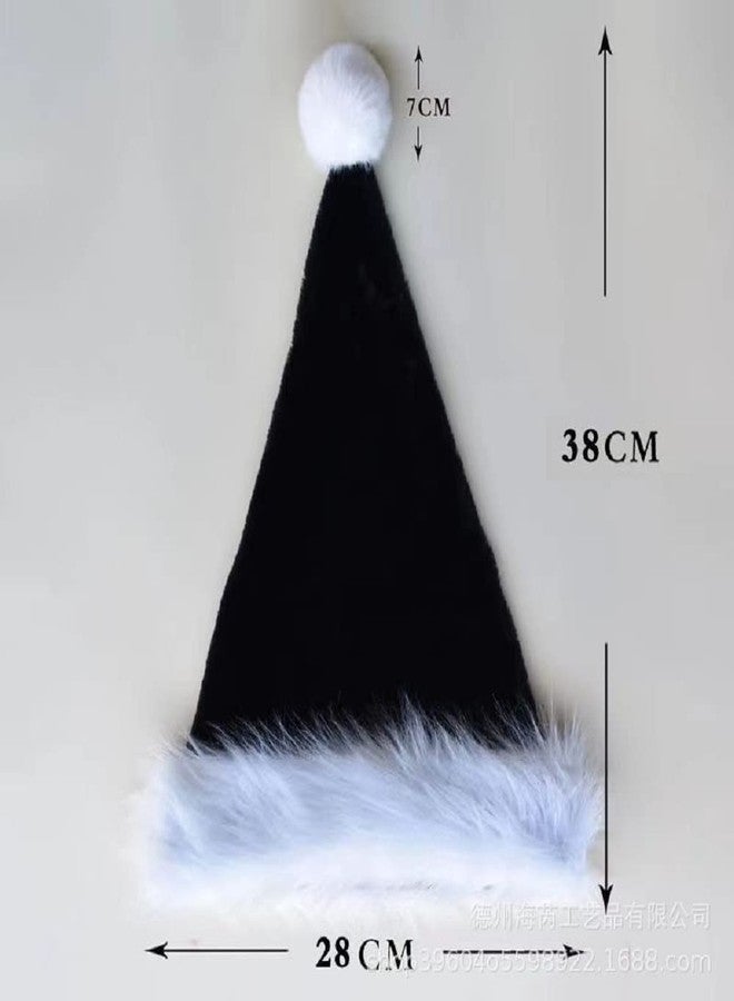Ankelesz Black Santa Hat for Kids Christmas, Plush Xmas Party Velvet Classic Fur Santa Claus Outfit - Image 4