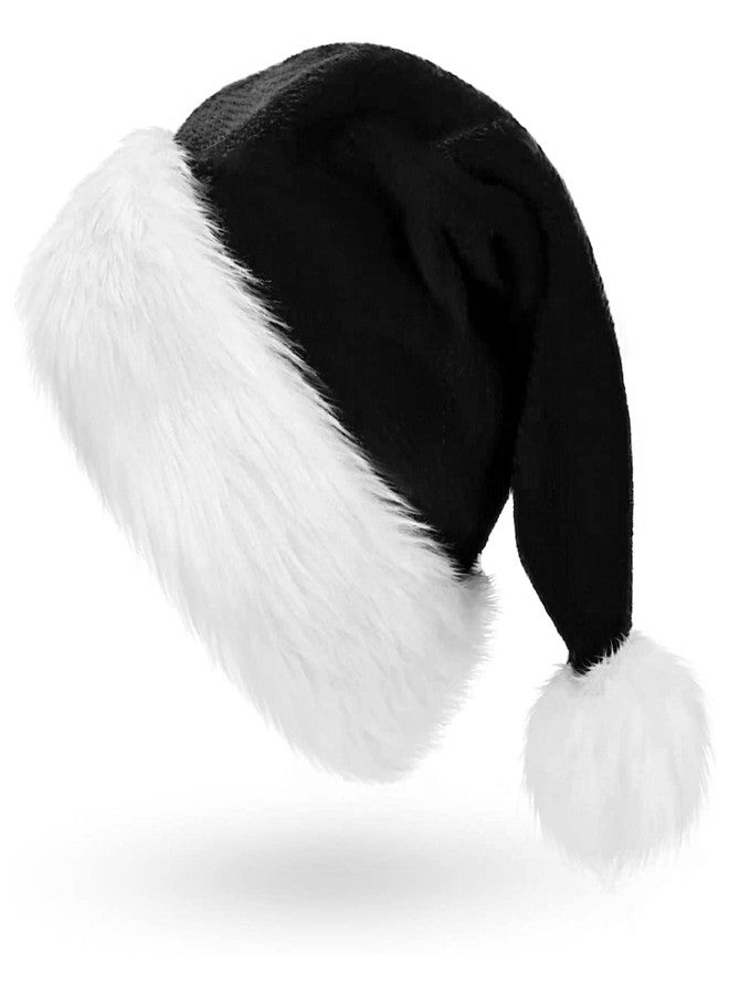 Ankelesz Black Santa Hat for Kids Christmas, Plush Xmas Party Velvet Classic Fur Santa Claus Outfit - Image 3