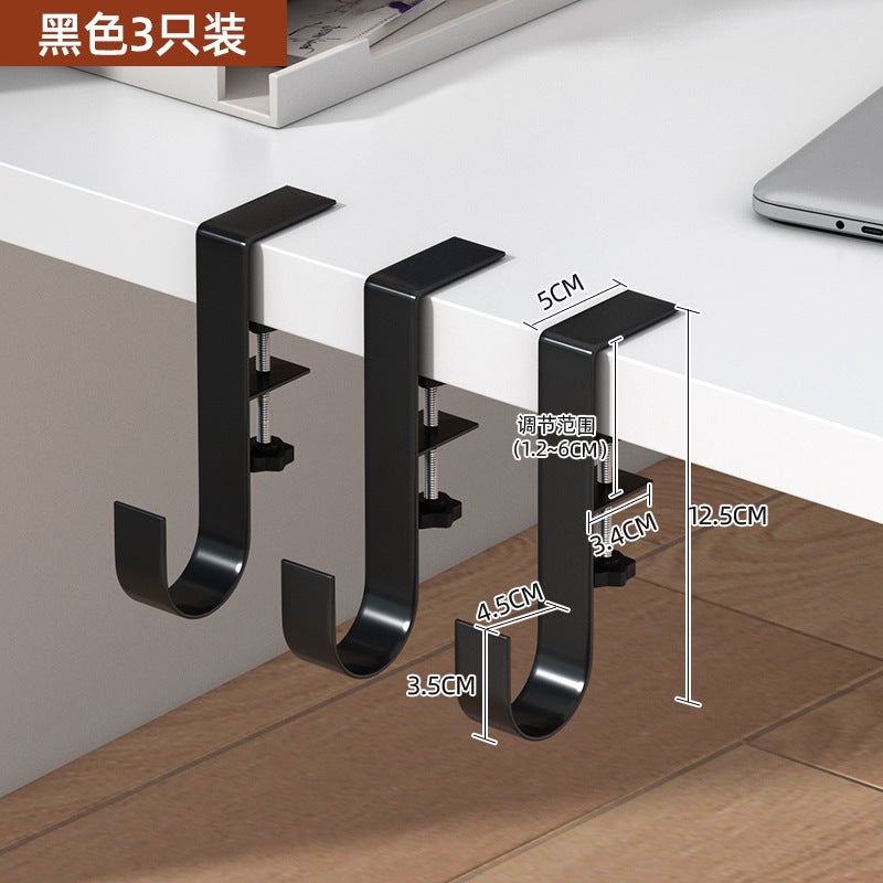 Adhesive Desk Edge Bag HangerBlack bag 3 Pack Black bag 3 Pack 