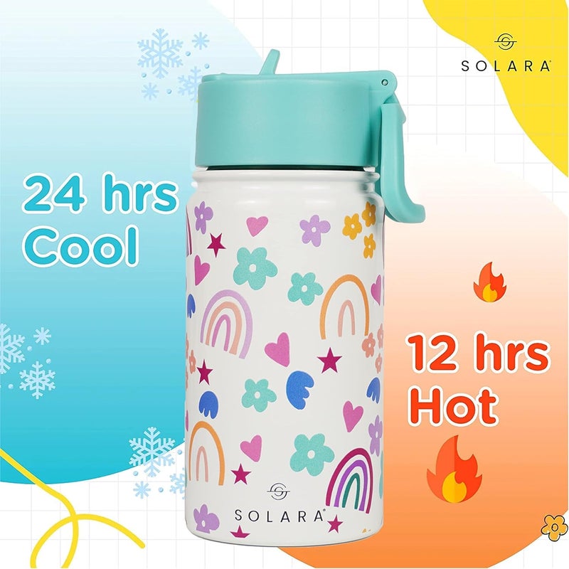 SOLARA Amazi Kids Insulated Water Bottle for Kids 450ml, Kids Water Bottle, Sipper Bottle for Kids, Thermosteel Kids Bottles, Stainless Steel Water Bottles for Kids, Straw Bottle for Kids, Rainbow - Image 4