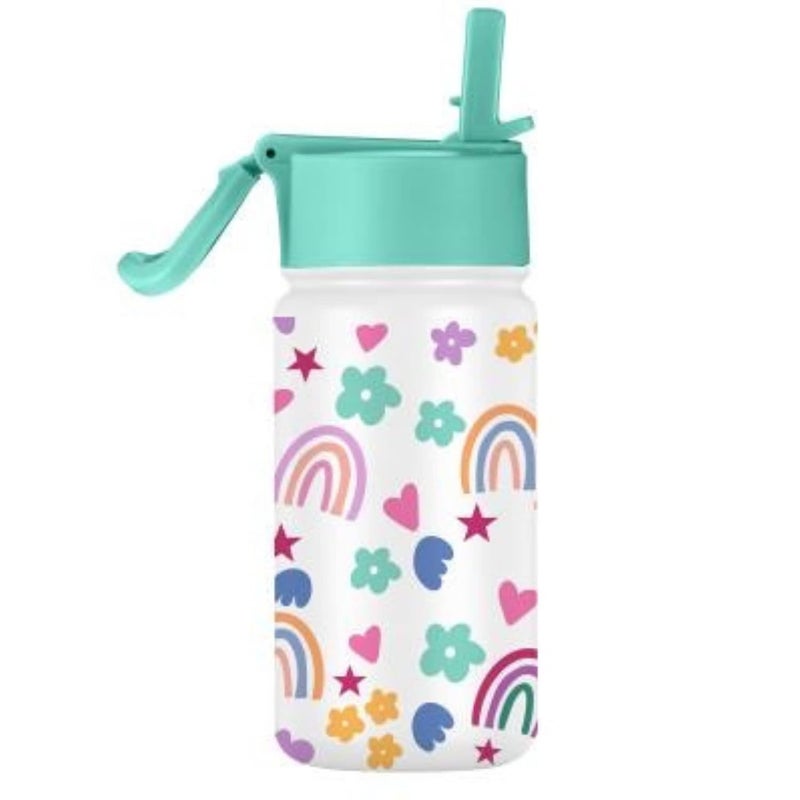 SOLARA Amazi Kids Insulated Water Bottle for Kids 450ml, Kids Water Bottle, Sipper Bottle for Kids, Thermosteel Kids Bottles, Stainless Steel Water Bottles for Kids, Straw Bottle for Kids, Rainbow - Image 1