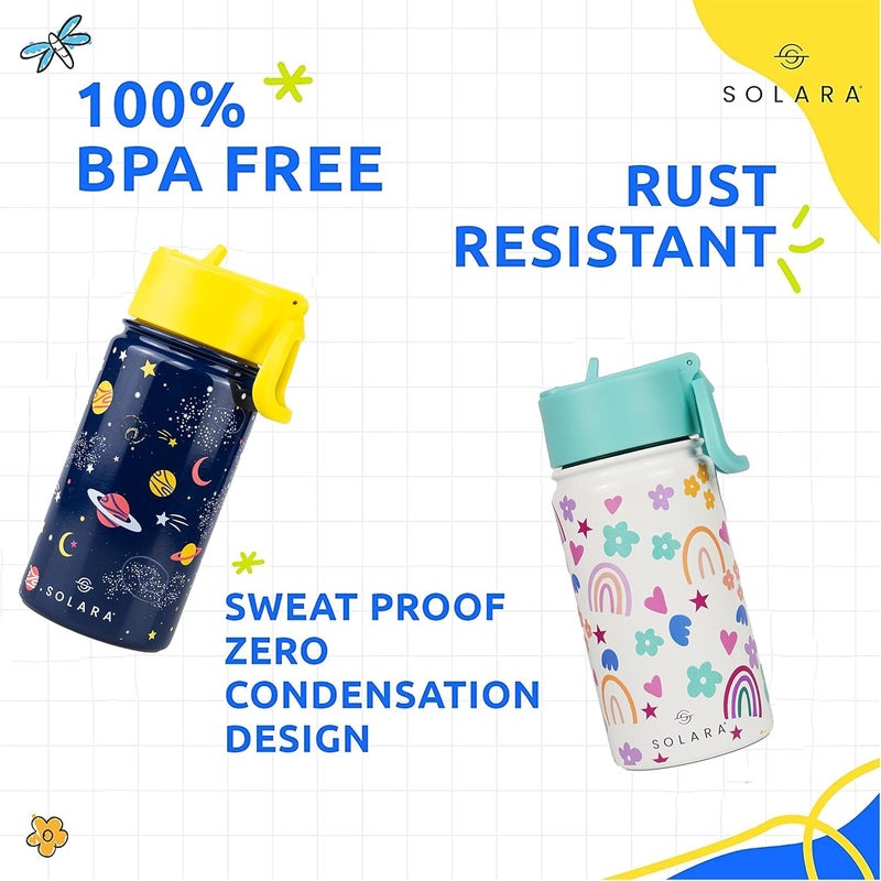 SOLARA Amazi Kids Insulated Water Bottle for Kids 450ml, Kids Water Bottle, Sipper Bottle for Kids, Thermosteel Kids Bottles, Stainless Steel Water Bottles for Kids, Straw Bottle for Kids, Rainbow - Image 3
