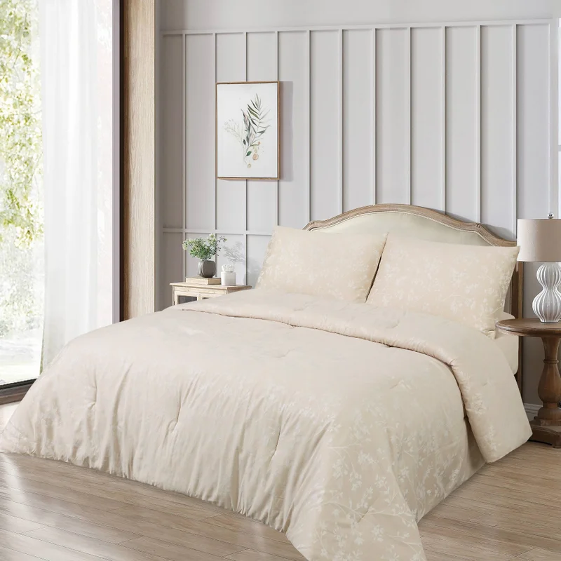 يسكن GARDENIA JACQUARD 4PC COMFORTER SET - BEIGE
