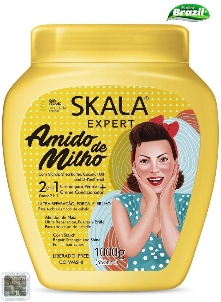 SKALA Skala Amido de Milho 2 in 1 Vegan Hair With Corn Strach Treatment Cream hydrates and repairs damaged hair 1000g ( Brazil )  - Image 1