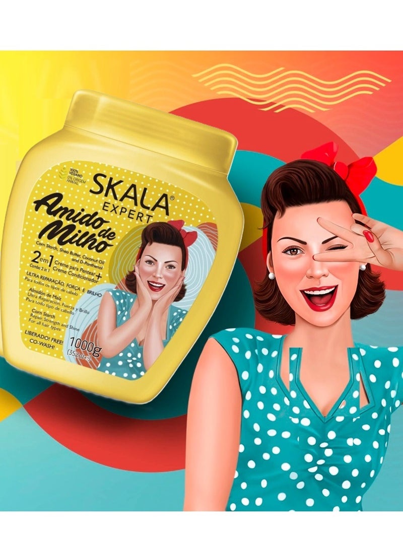 SKALA Skala Amido de Milho 2 in 1 Vegan Hair With Corn Strach Treatment Cream hydrates and repairs damaged hair 1000g ( Brazil )  - Image 4