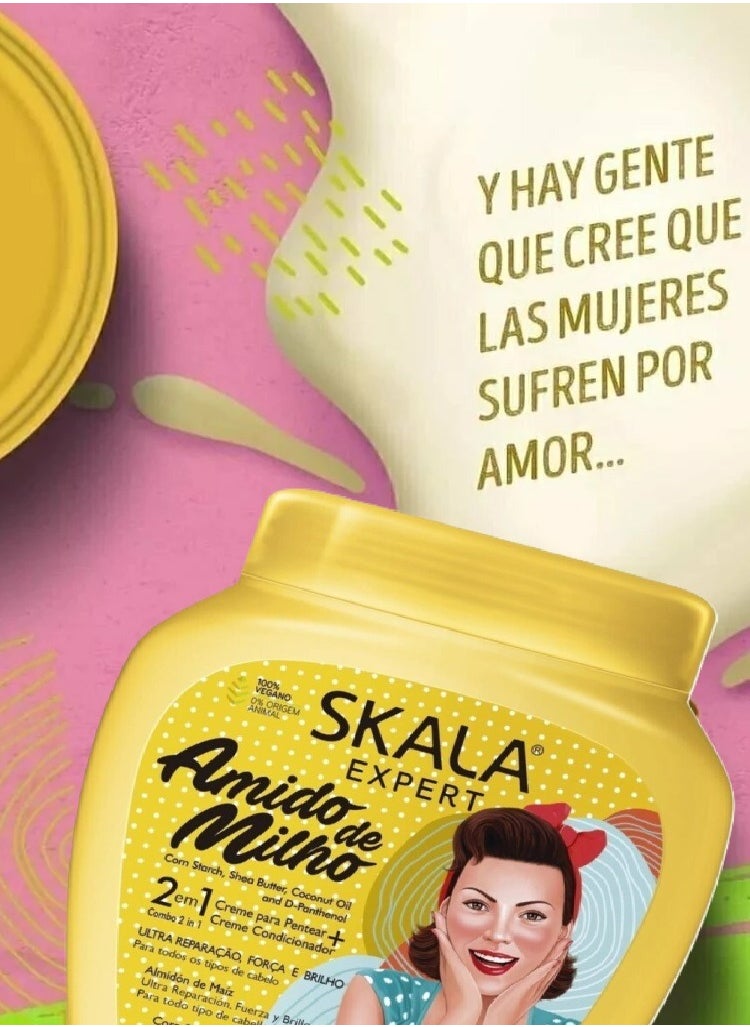 SKALA Skala Amido de Milho 2 in 1 Vegan Hair With Corn Strach Treatment Cream hydrates and repairs damaged hair 1000g ( Brazil )  - Image 2