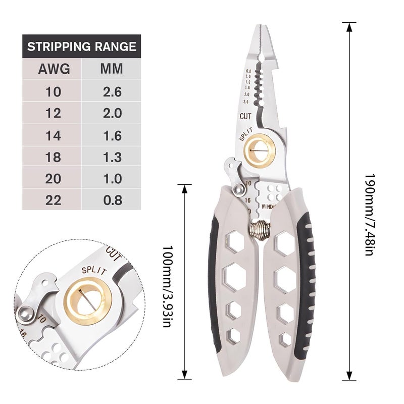 Dweezhet 7Inch Multipurpose Wire StripperNew Heavy Duty MultiPurpose Electrical Wire Stripper Tool Wire Strippers And Crimping Tool for Stripping Suitable For Stripping Cutting - Image 3