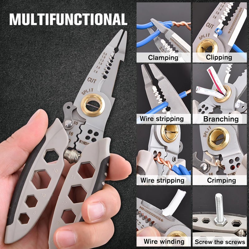 Dweezhet 7Inch Multipurpose Wire StripperNew Heavy Duty MultiPurpose Electrical Wire Stripper Tool Wire Strippers And Crimping Tool for Stripping Suitable For Stripping Cutting - Image 4