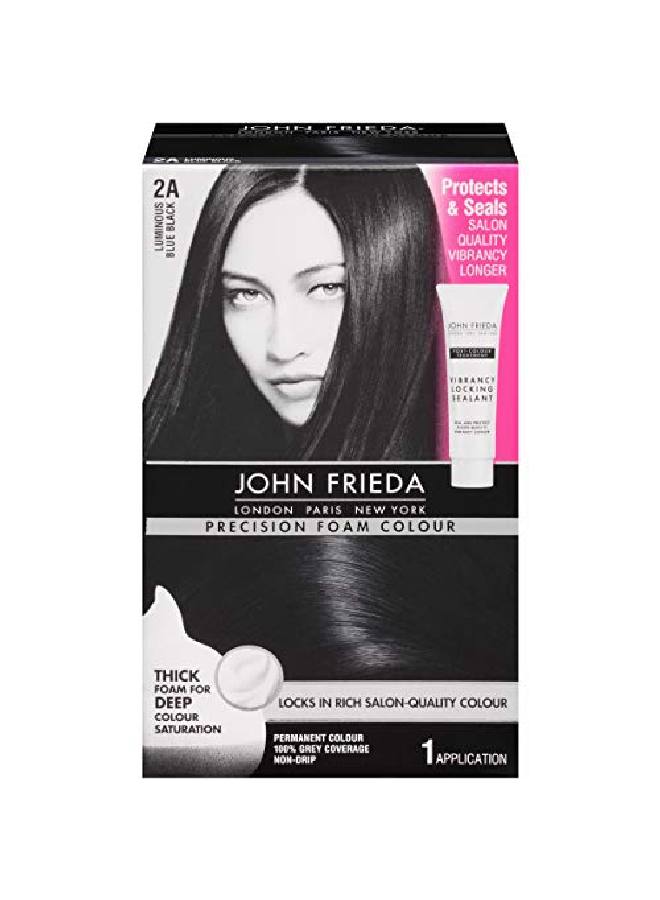 John Frieda مجموعة صبغة شعر دائمة من فوم دقيق لون أزرق أسود لامع [2A] 1 كل (عبوة من 2) - Image 1