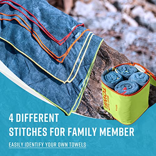 4Monster 4 Pack Microfiber Camping Towel Quick Dry, Super Absorbent Travel Towel with Waterproof Bag, Lightweight Boat Towel for RV, Sport, Gym, Beach, Pool, Swim,Family Trip - Image 3