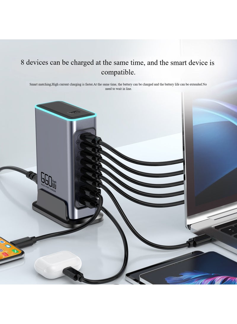 YANCI 660W USB A&USB C 【New Update】Charging Station,6 Type-C Ports 【6×100W,】 and 2 USB Ports 【QC30W】 Charge Charging Station Type-C hub,GaN Technology - Image 2