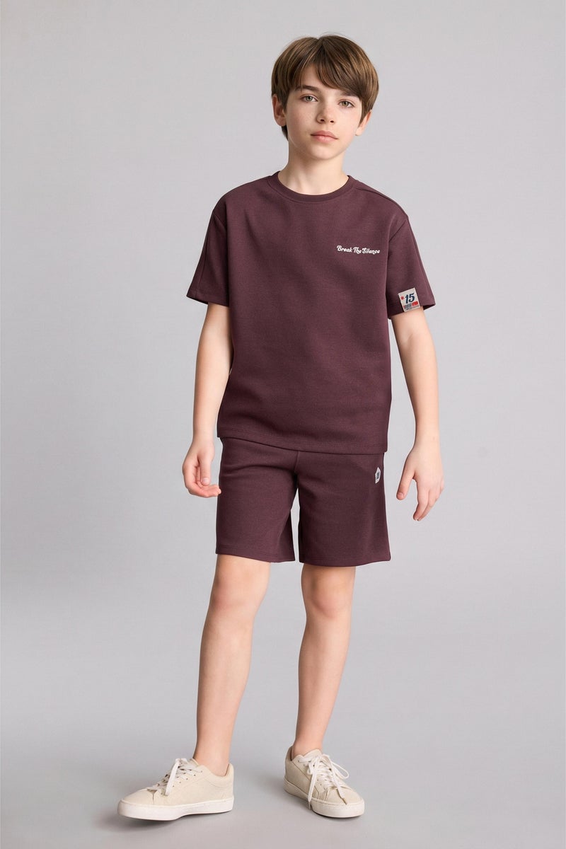 DeFacto Purple Boy Boy 2 piece Oversize Fit T-shirt and Shorts Set Casual - Image 1