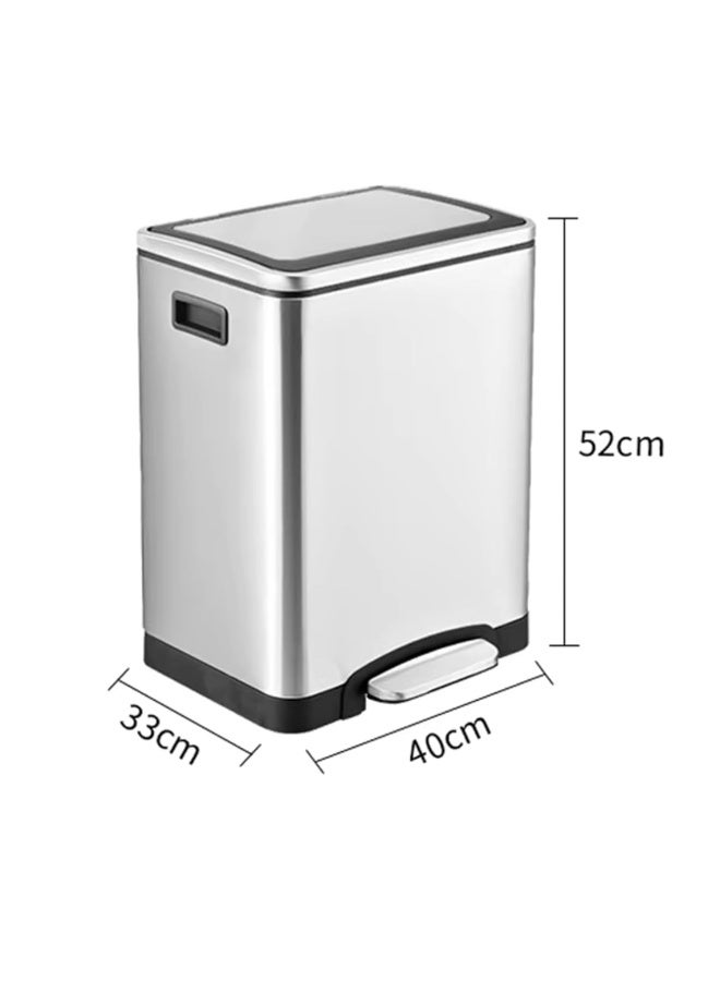 AKC Dual Compartment Stainless Steel Recycle Bin – 30L( 15 + 15 L) Kitchen Trash Can with Foot Pedal – Split Recycling & Waste Bin – Soft Close Lid, Fingerprint-Resistant, Modern Home or Office Use - Image 3