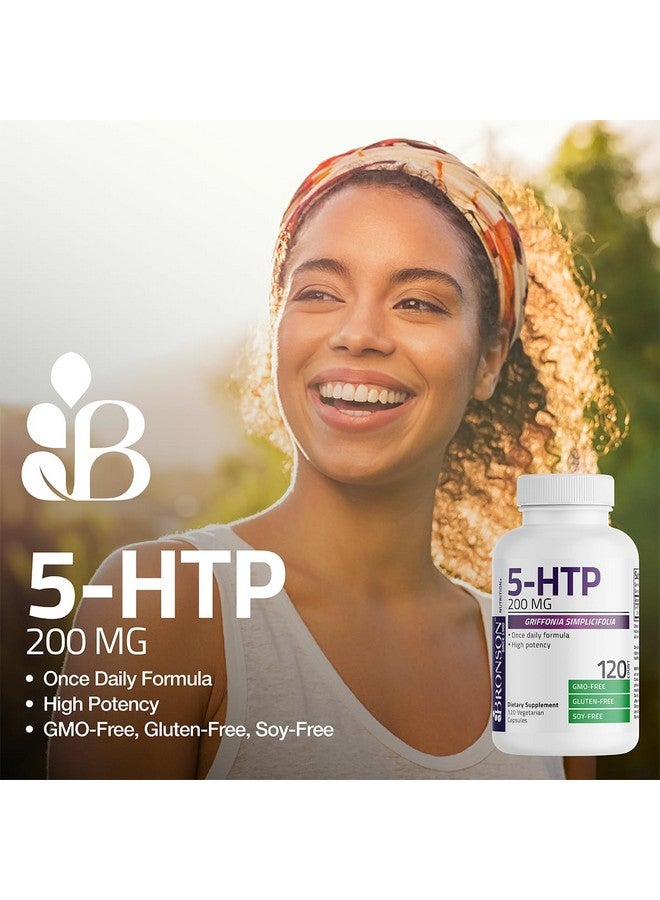 Bronson برونسون 5-HTP 200 ملغ (5-هيدروكسي تريبتوفان) جريفونيا سيمبليسي فوليا غير معدلة وراثيًا، 60 كبسولة نباتية - Image 3