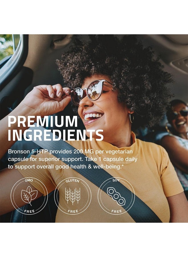 Bronson برونسون 5-HTP 200 ملغ (5-هيدروكسي تريبتوفان) جريفونيا سيمبليسي فوليا غير معدلة وراثيًا، 60 كبسولة نباتية - Image 4