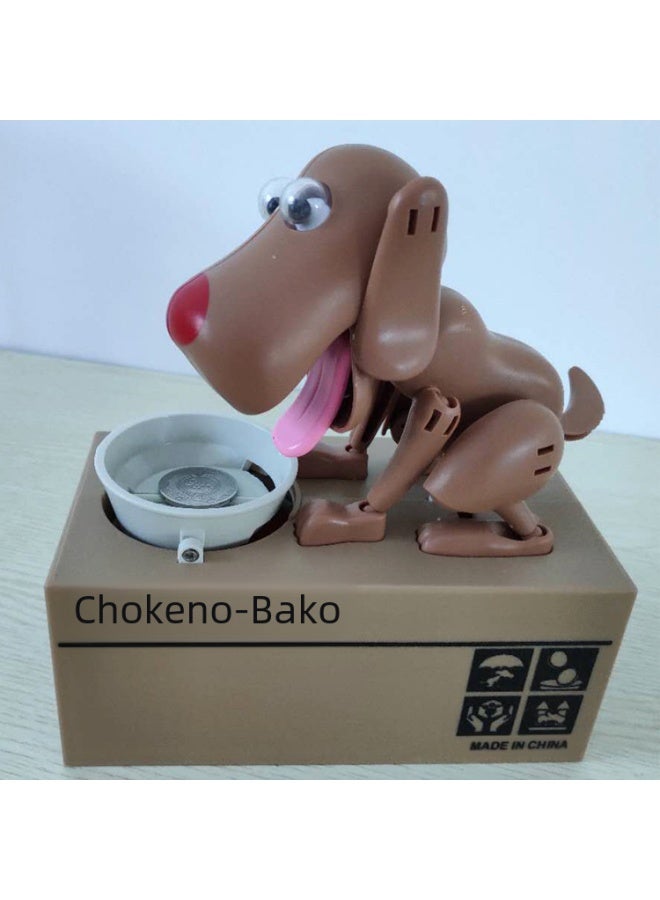 Electric Money-eating Dog Creative Savings Can Children's Toy Gift Durable Plastic Material Safe For Kids To Play-Color:White Spray Brown-Dimensions:16.5*8.1*16.8CM - Image 3