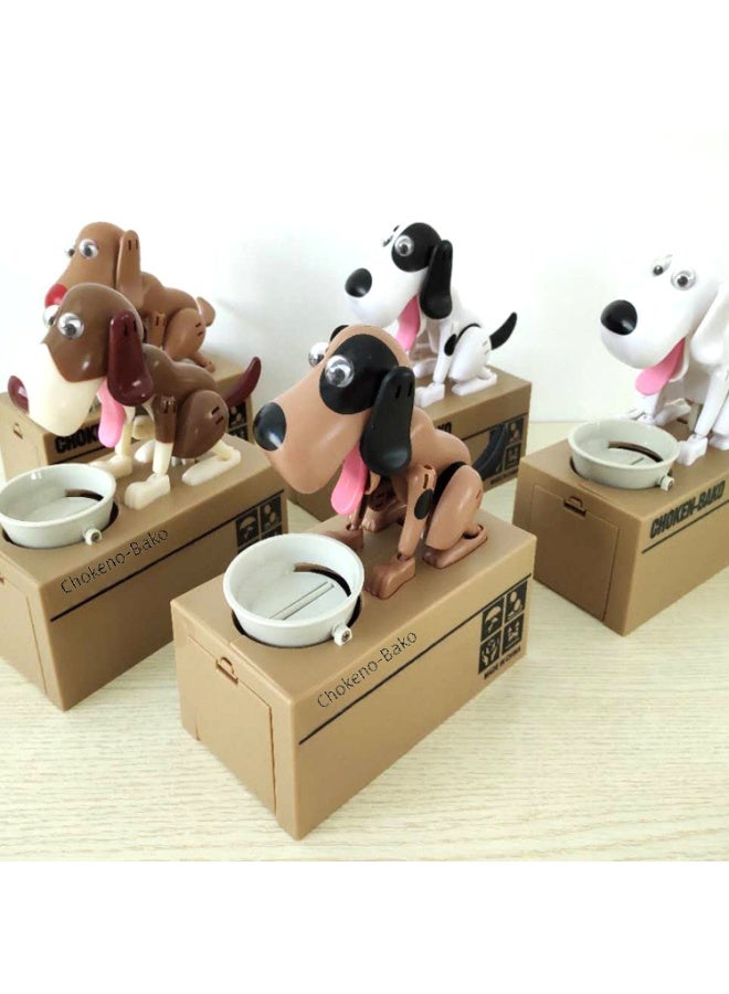 Electric Money-eating Dog Creative Savings Can Children's Toy Gift Durable Plastic Material Safe For Kids To Play-Color:White Spray Brown-Dimensions:16.5*8.1*16.8CM - Image 2