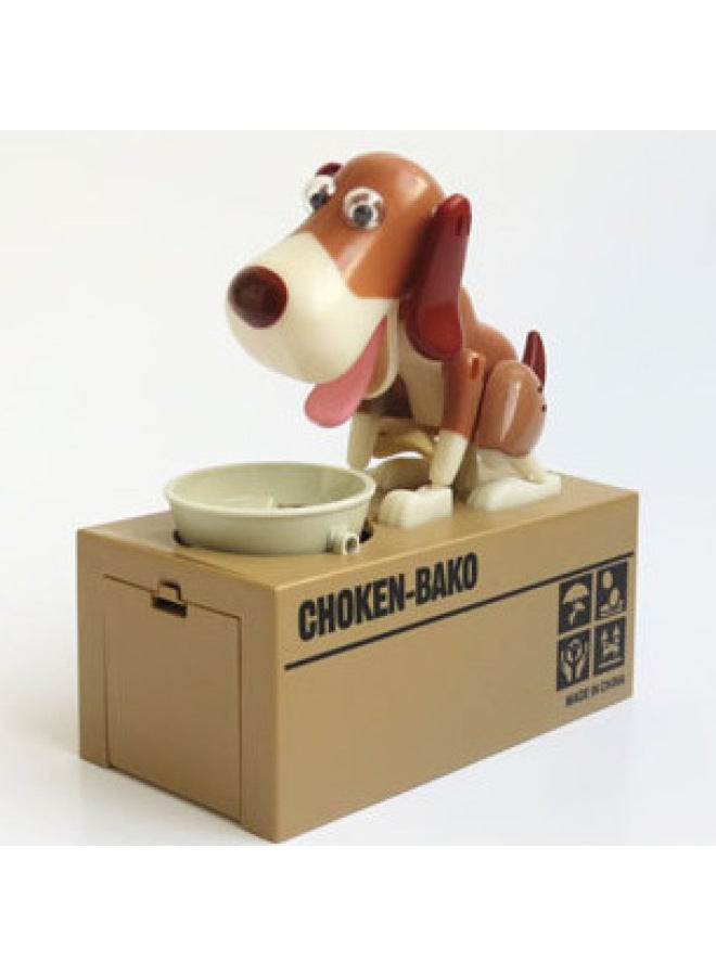 Electric Money-eating Dog Creative Savings Can Children's Toy Gift Durable Plastic Material Safe For Kids To Play-Color:White Spray Brown-Dimensions:16.5*8.1*16.8CM - Image 1