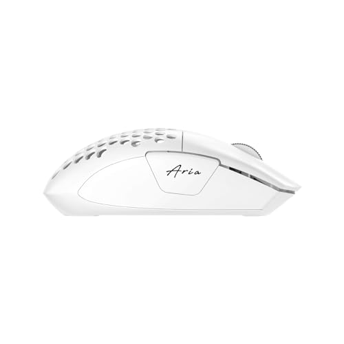 FANTECH ARIA XD7 Wireless Gaming Mouse Pixart 3395 Gaming Sensor 26000 DPI, HUANO Switches, Super Lightweight 59 Grams and Ambidextrous Egg Shape, 3 Mode Connectivity, White - Image 4