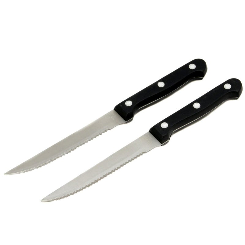Chef Craft Select Steak Knife Set, 4.5 Inch Blade 8.25 Inches In Length 2 Piece Set, Stainless Steel/Black - Image 2